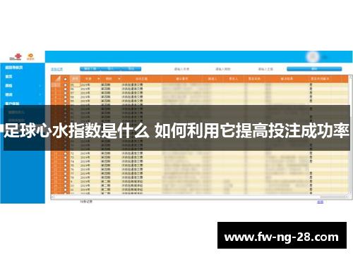 足球心水指数是什么 如何利用它提高投注成功率