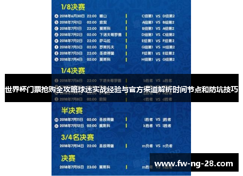 世界杯门票抢购全攻略球迷实战经验与官方渠道解析时间节点和防坑技巧